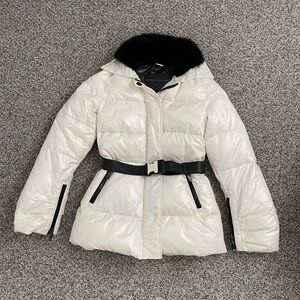 Ermanno Scervino Italy Belted Ivory Puffer Jacket Duck Down Coat 42